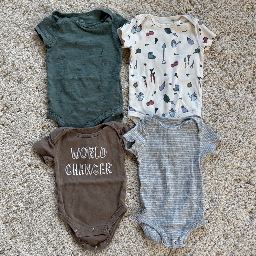 Little Planet Organic Carters Koalababy One Pieces Green, White, Vegetables 6-9